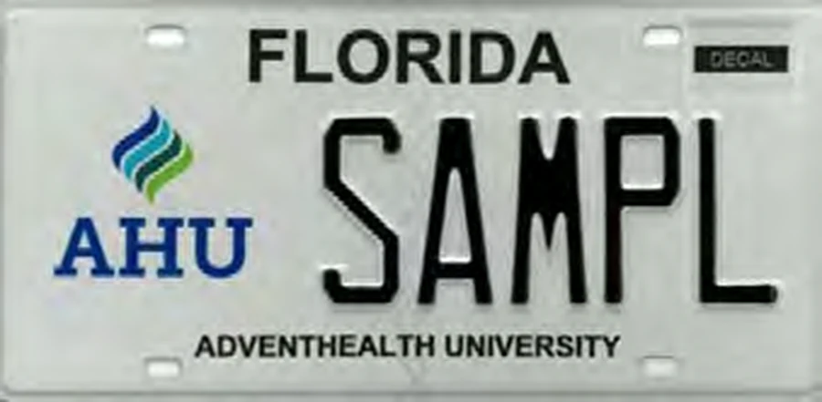 Florida Advent Health University license plate
