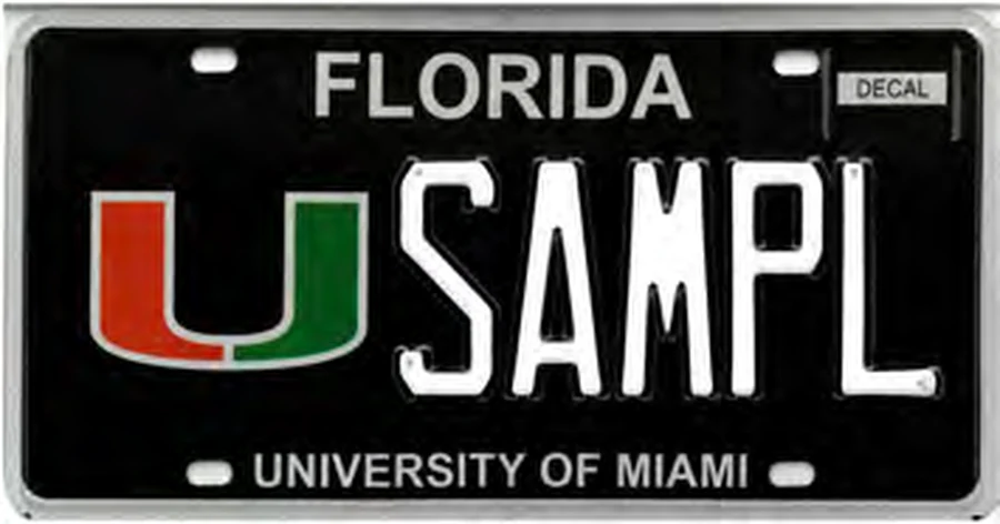 Florida University of Miami specialty license plate