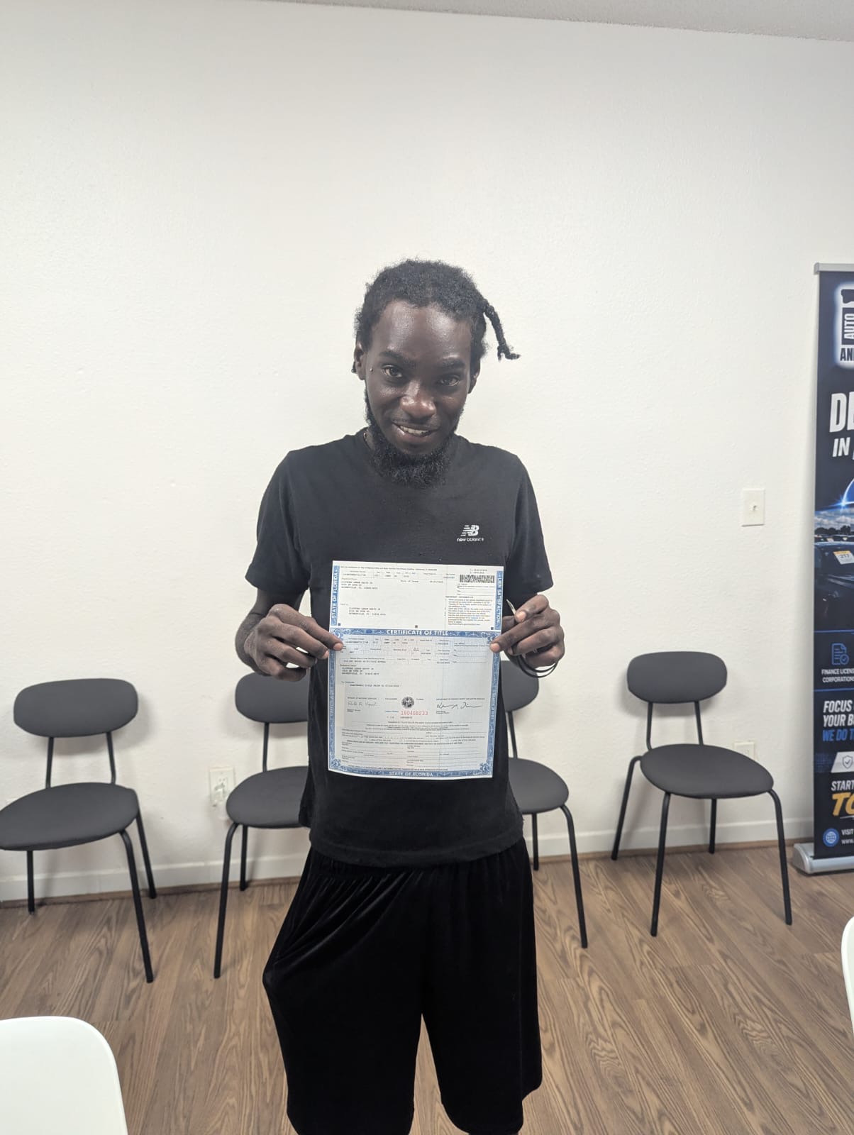 Florida Certificate of Title printed and delivered.